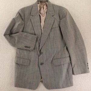 VTG Hopsack Jacket M 40R Gray Windowpane Check‎ Wool Blend Blazer Sport Coat